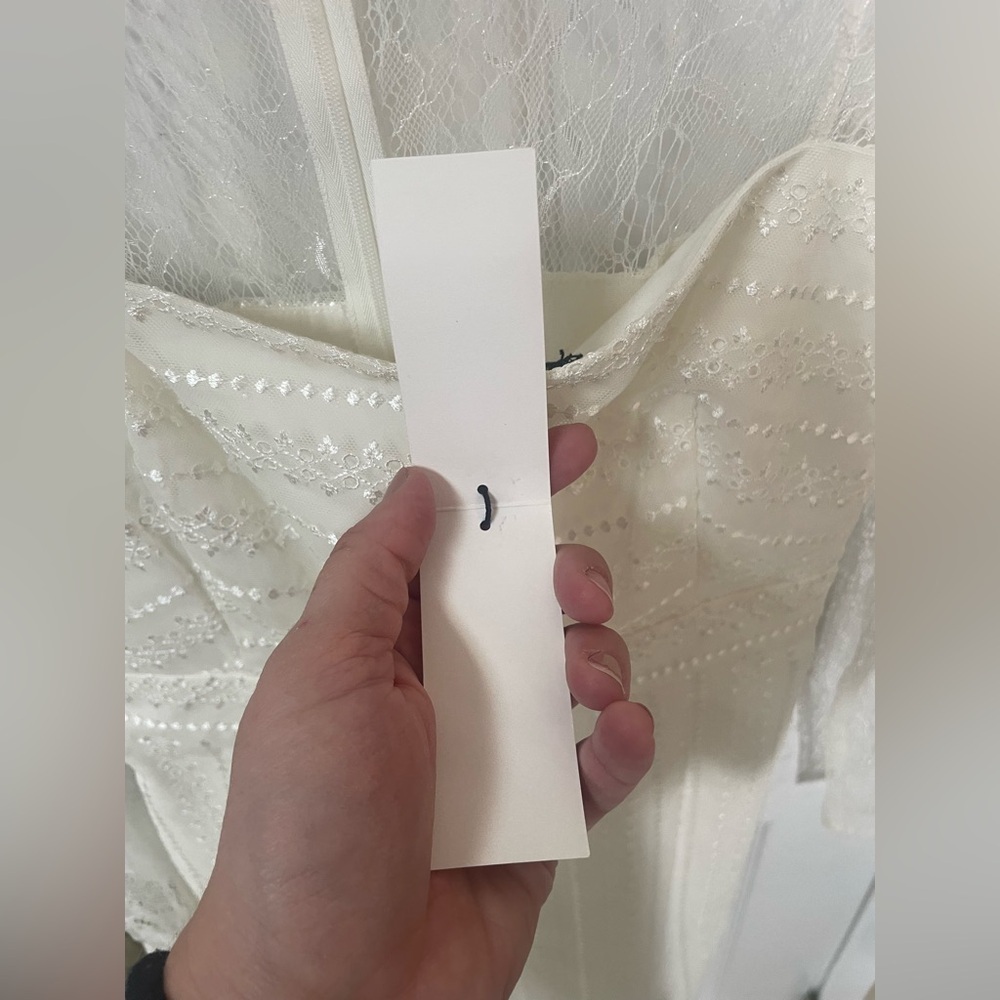 Sau Dress 6 Square Neck Long Lace Sleeve White Sheath Eyelet Bridal New NWT - Picture 13 of 16